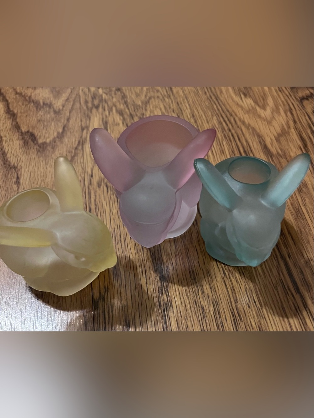Frosted Glass Bunny candle Holders - Yellow, Pink, Green anthropologie cute fun